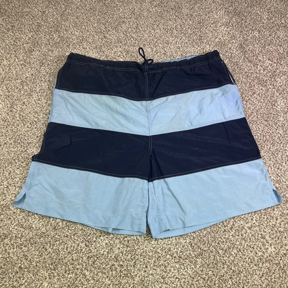 Ivy Crew Sport Mens XXL Swim Trunks Blue Striped Colorblock Mesh Lined Shorts